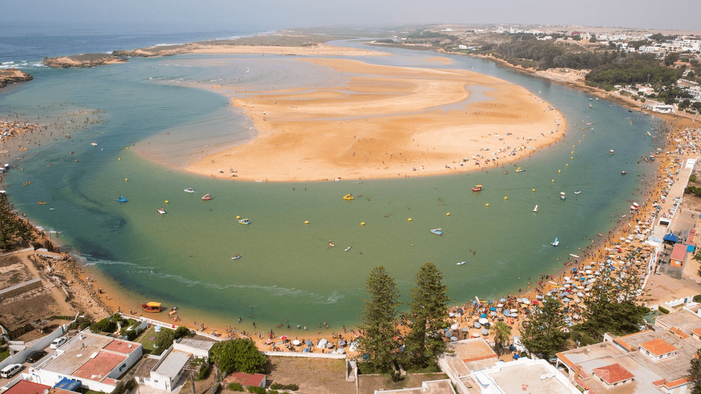 Vue aérienne de la lagune d'Oualidia